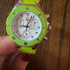 Michele Green and Silver Chronograph Watch